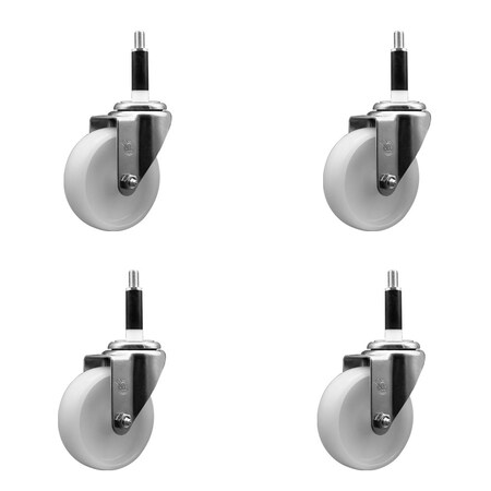 Service Caster 4'' SS Nylon Wheel Swivel 7/8'' Expanding Stem Caster Set, 4PK SCC-SSEX20S414-NYS-78-4